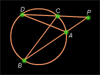 Пусть из точки P вне окружности проведены два луча, пересекающие окружность в точках A, B и C, D соответственно. Тогда AP*PB = PC*PD